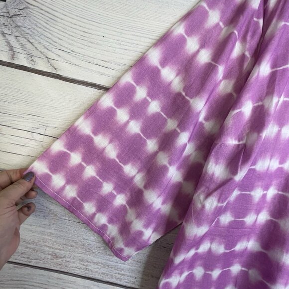 Catherines Blouse Size 2X Petite Purple Pink Soutache Trim Tunic Tie Dye BOHO - Picture 6 of 16